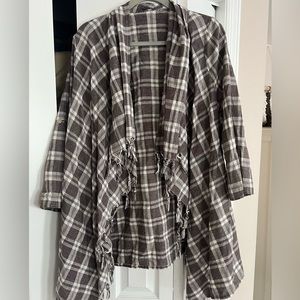 Fringe Plaid Cardigan
